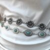 waist chain green stud silver chain