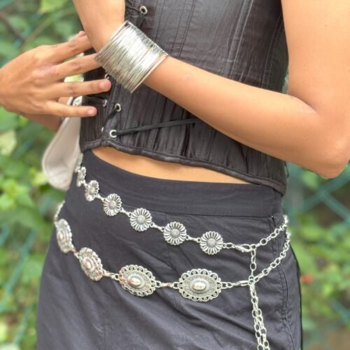 waist chain round silver