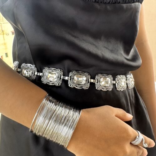 silver studded waist chain