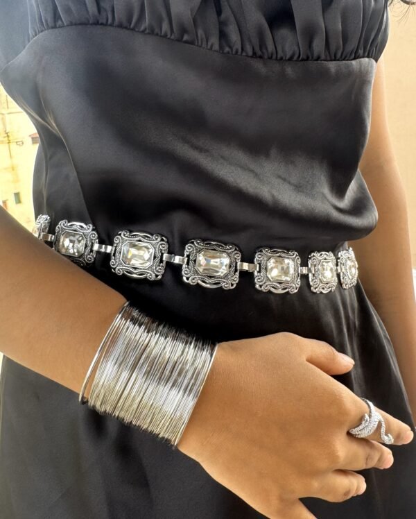 silver studded waist chain