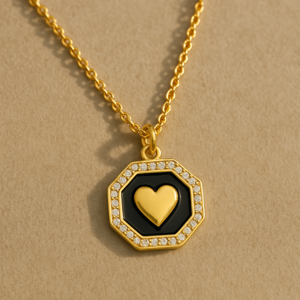 black gold heart charm chain