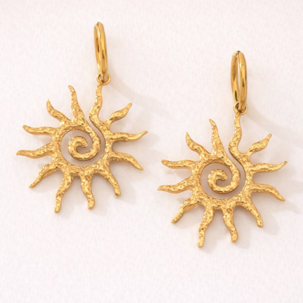 Golden solar aura drop earrings