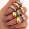 Slim gold and silver ring set