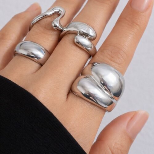 abstract silver ring