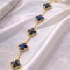 Blue metallic clover bracelet