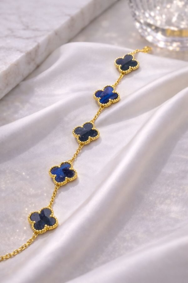 Blue metallic clover bracelet
