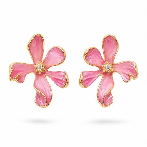Blush petal enamel earrings
