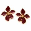 Burgundy blossom enamel earrings