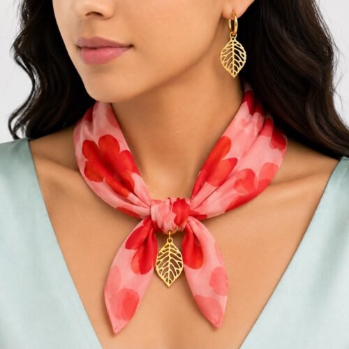 Blush bloom scarf necklace
